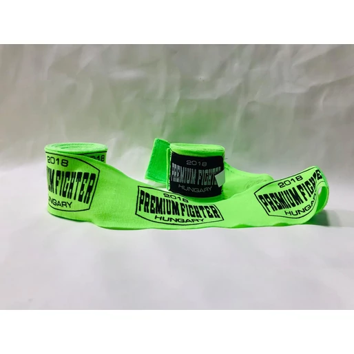 Premium Fighter - Bandázs 4.5m NEONZÖLD/Fekete felirat